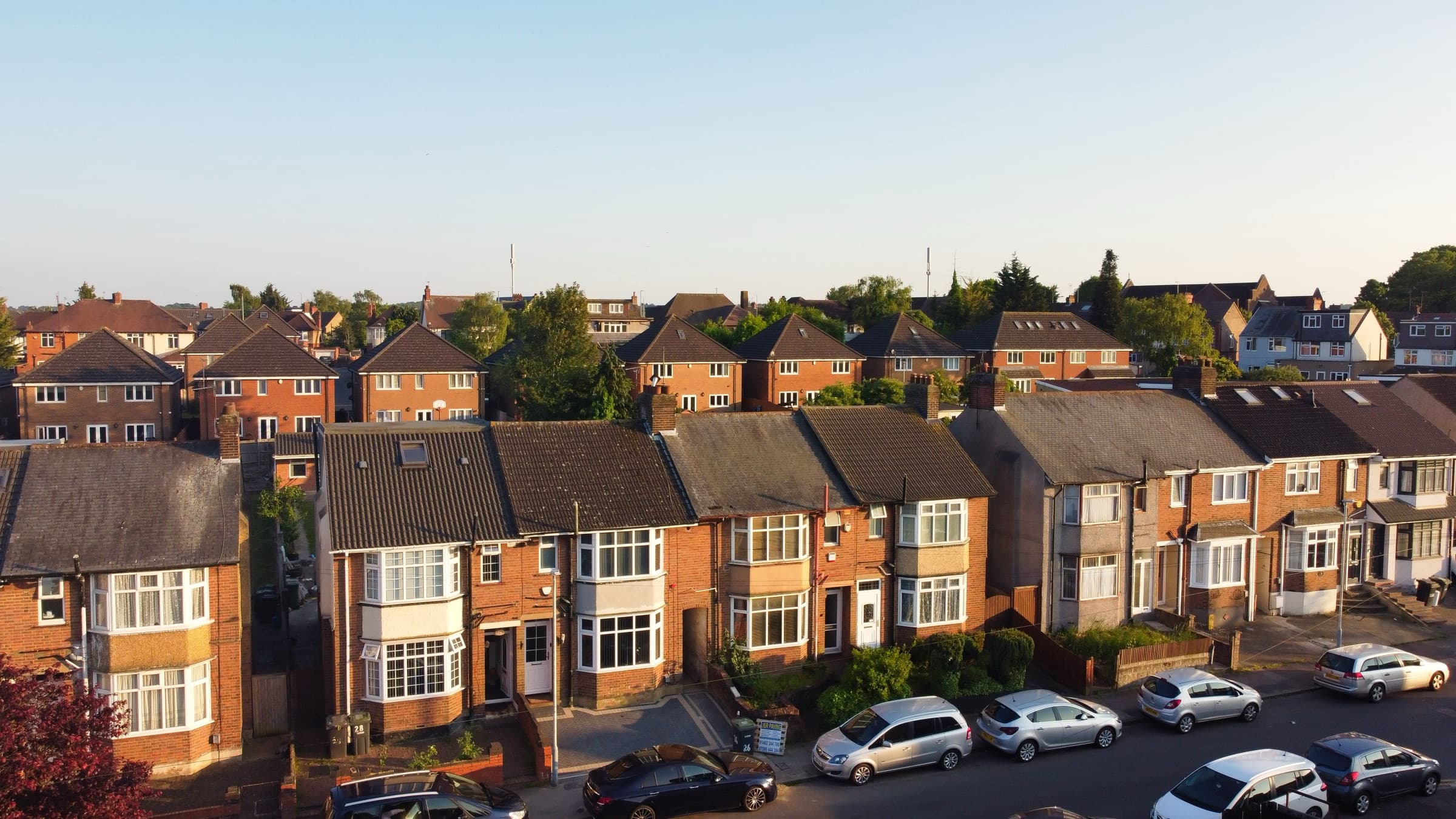 Rows of established homes in a residential neighbourhood