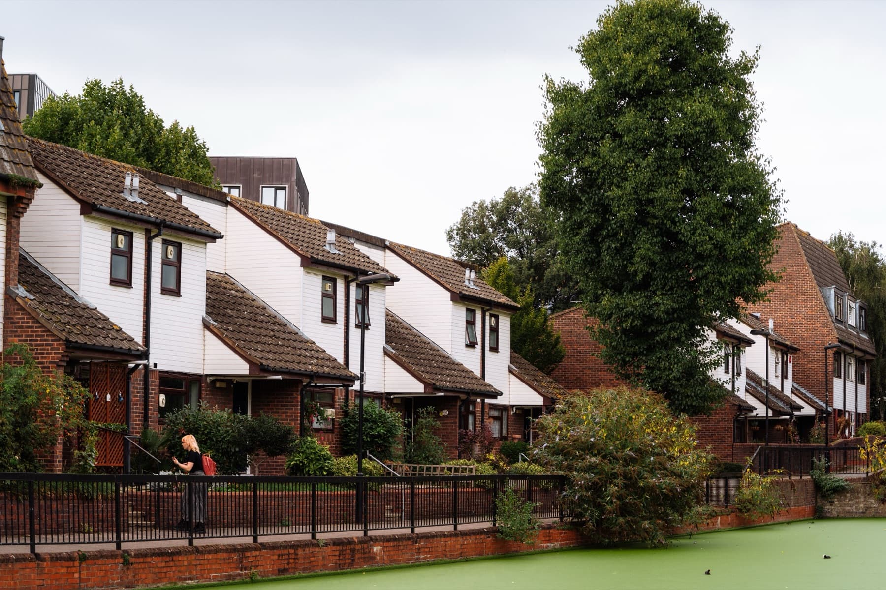 Waterside homes in a residential neighbourhood